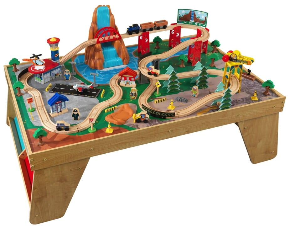      KidKraft   Waterfall Station Train Set and Table In Natural