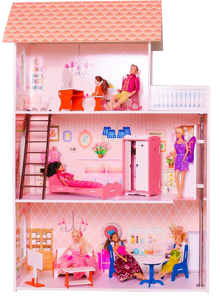 Фото Кукольный домик с лифтом и мебелью SunnyToy Розовая мечта