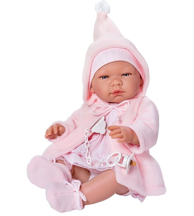 Кукла-пупс Asi Мария - 45 см (в розовом платье, шапочке и пальто, с пустышкой)