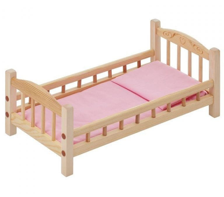 Классическая кроватка для кукол PAREMO (розовый текстиль)