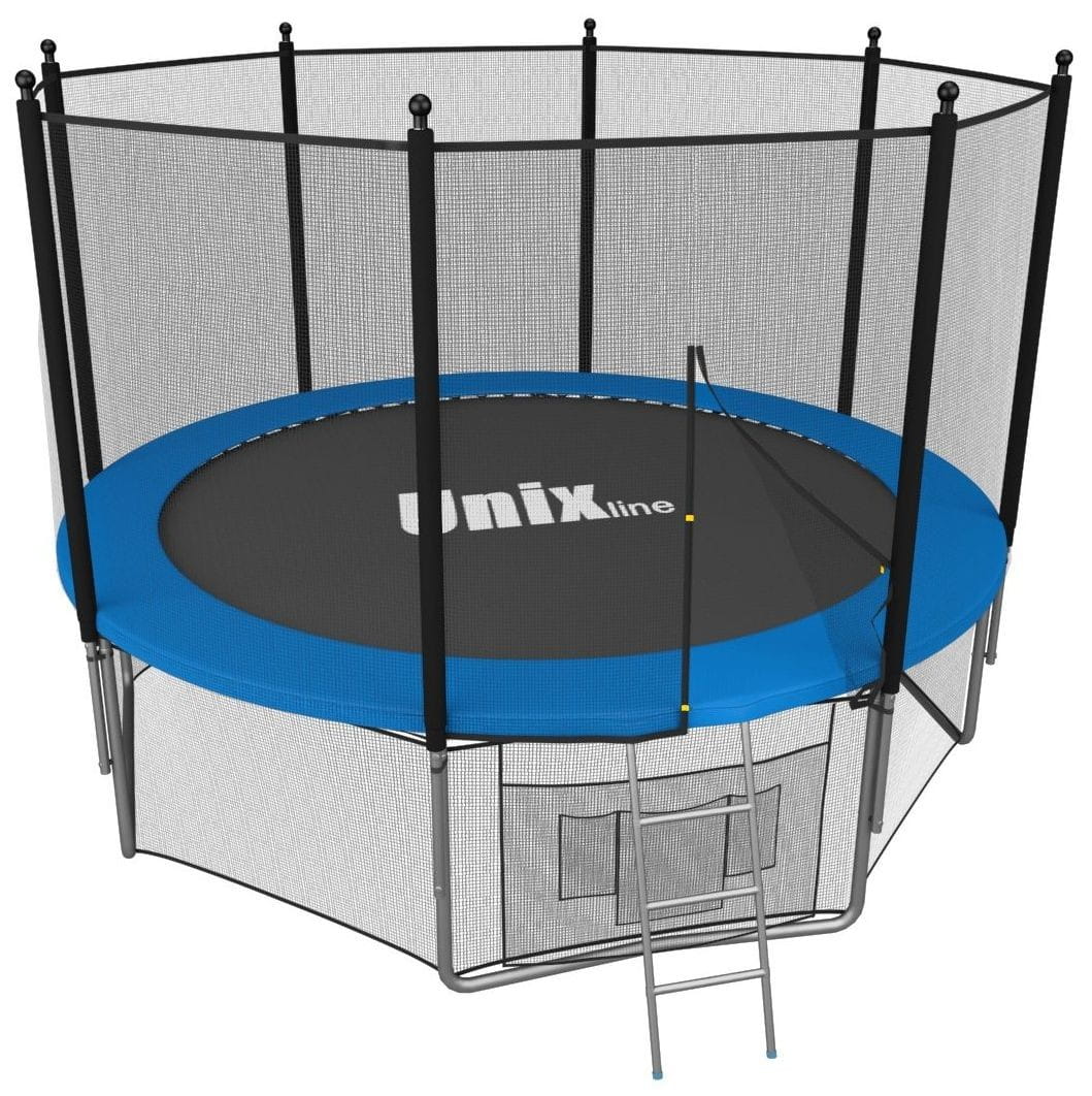 Батут UNIX с внешней сеткой и лестницей 6 футов - 183 см (голубой)