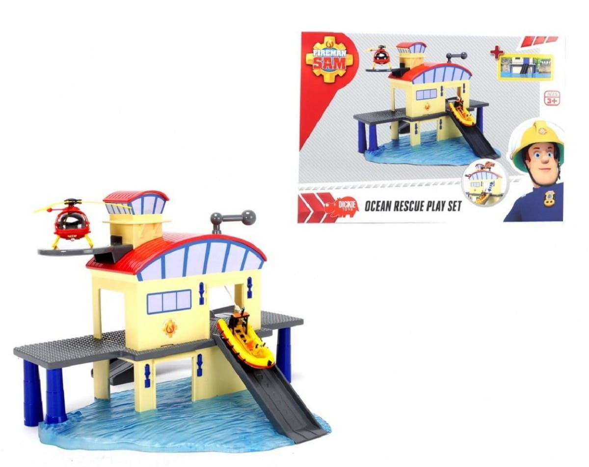 Фото Игровой набор Fireman Sam Пожарный Сэм Морской гараж с лодкой (Dickie)