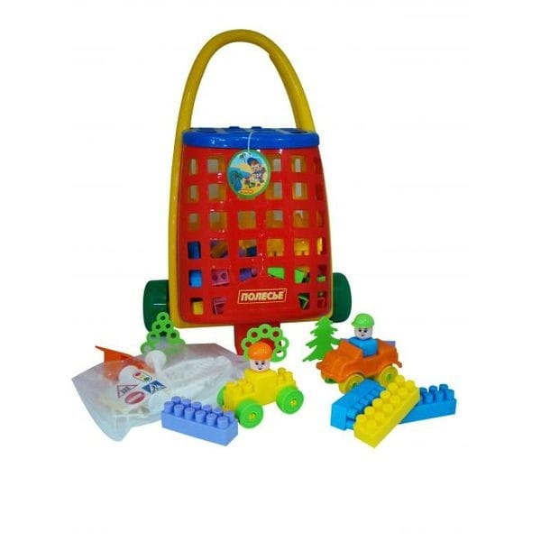 Фото Игровой набор Palau Toys Тележка и конструктор Строитель - 101 элемент