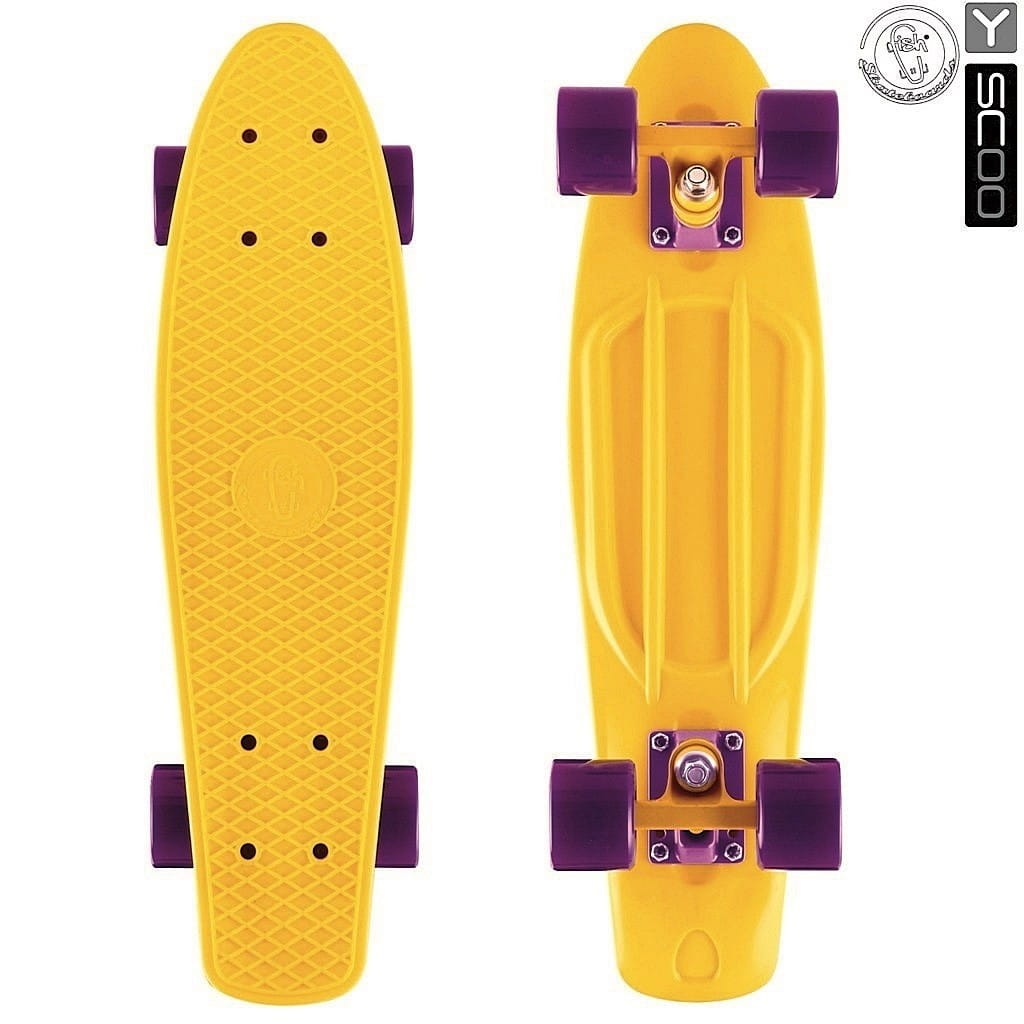 Скейтборд Y-SCOO Fishskateboard 22 дюйма - Yellow-dark purple