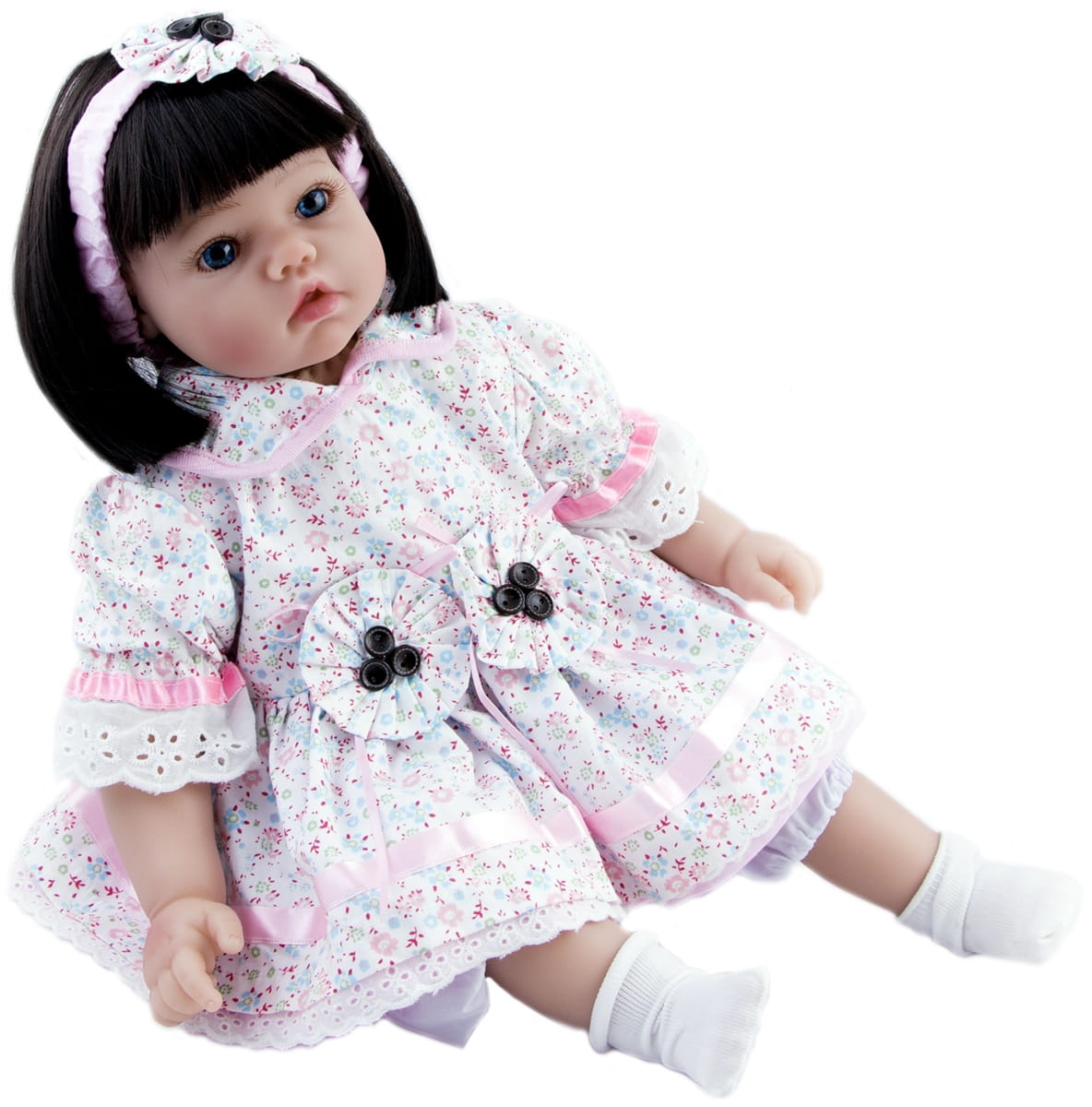 Кукла-пупс REBORN KIDS Камилла - 55 см (в платье, с повязкой на голове)