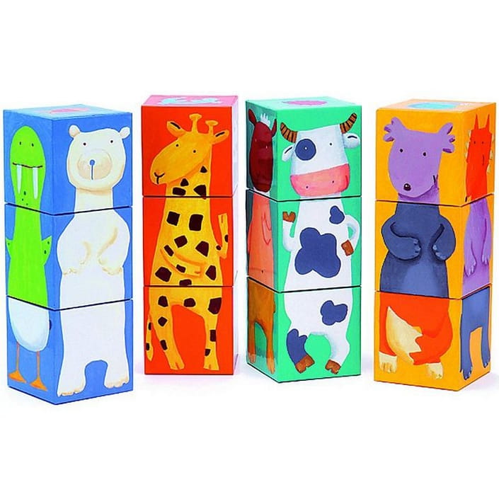 Кубики DJECO Животные - 12 штук