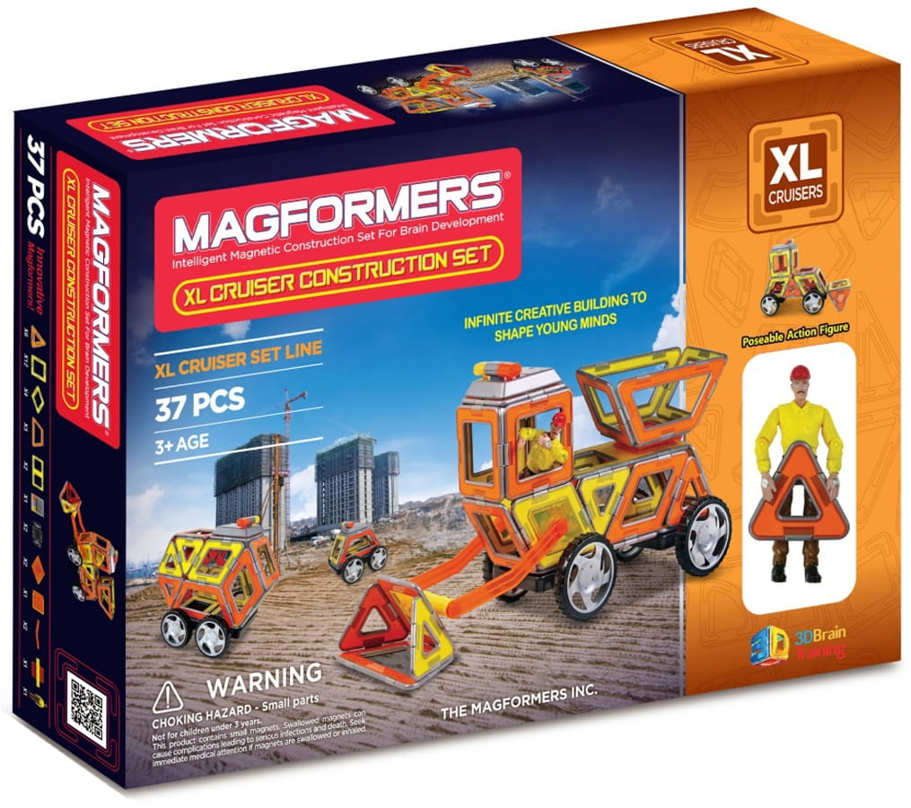 Фото Конструктор Magformers XL Cruisers с колесами Строители (37 деталей)
