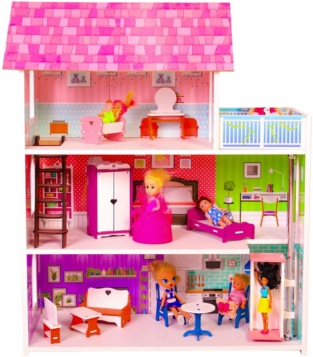 Фото Кукольный домик с лифтом и мебелью SunnyToy Усадьба мини