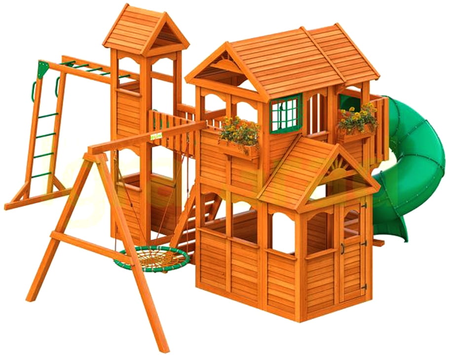 Фото Детская деревянная площадка IgraGrad Клубный домик Макси с трубой