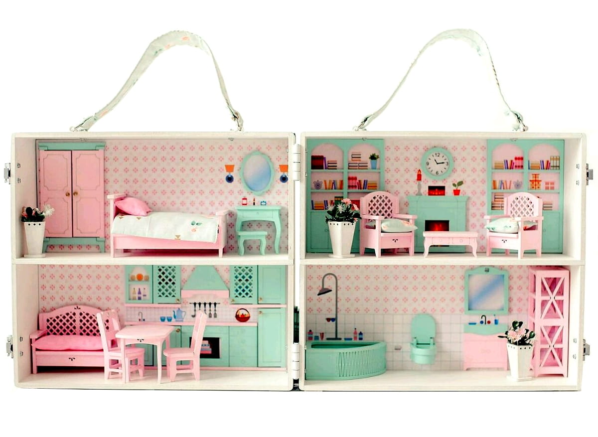 Кукольный домик-чемодан СКАЗКА - бирюзовый