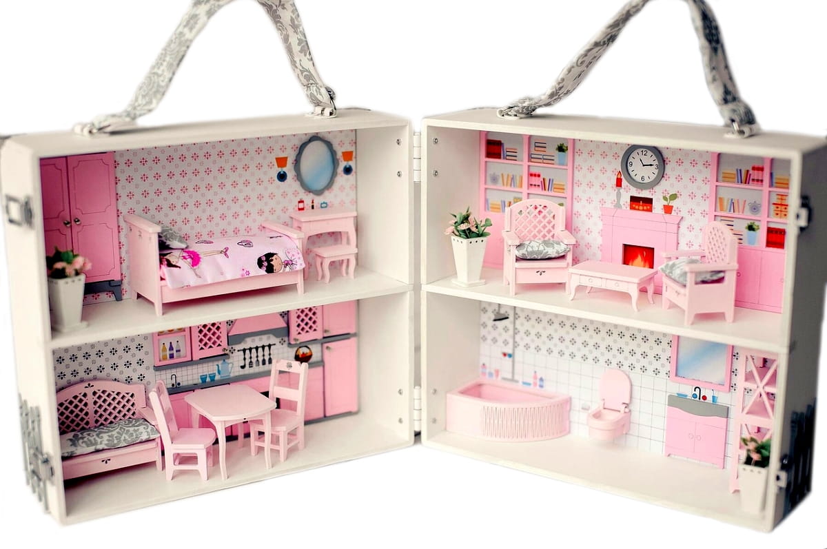 Кукольный домик-чемодан СКАЗКА - розовый