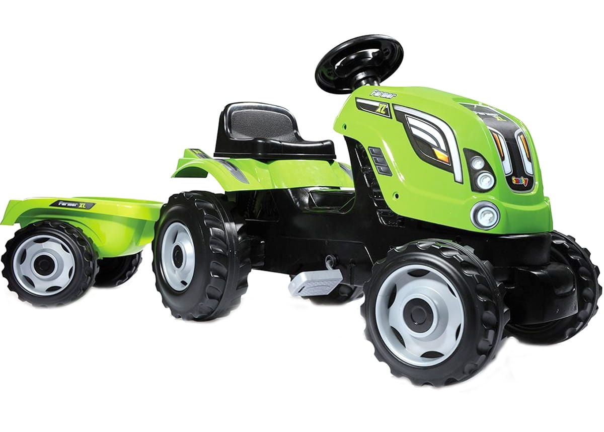 Трактор педальный SMOBY XL с прицепом - зеленый