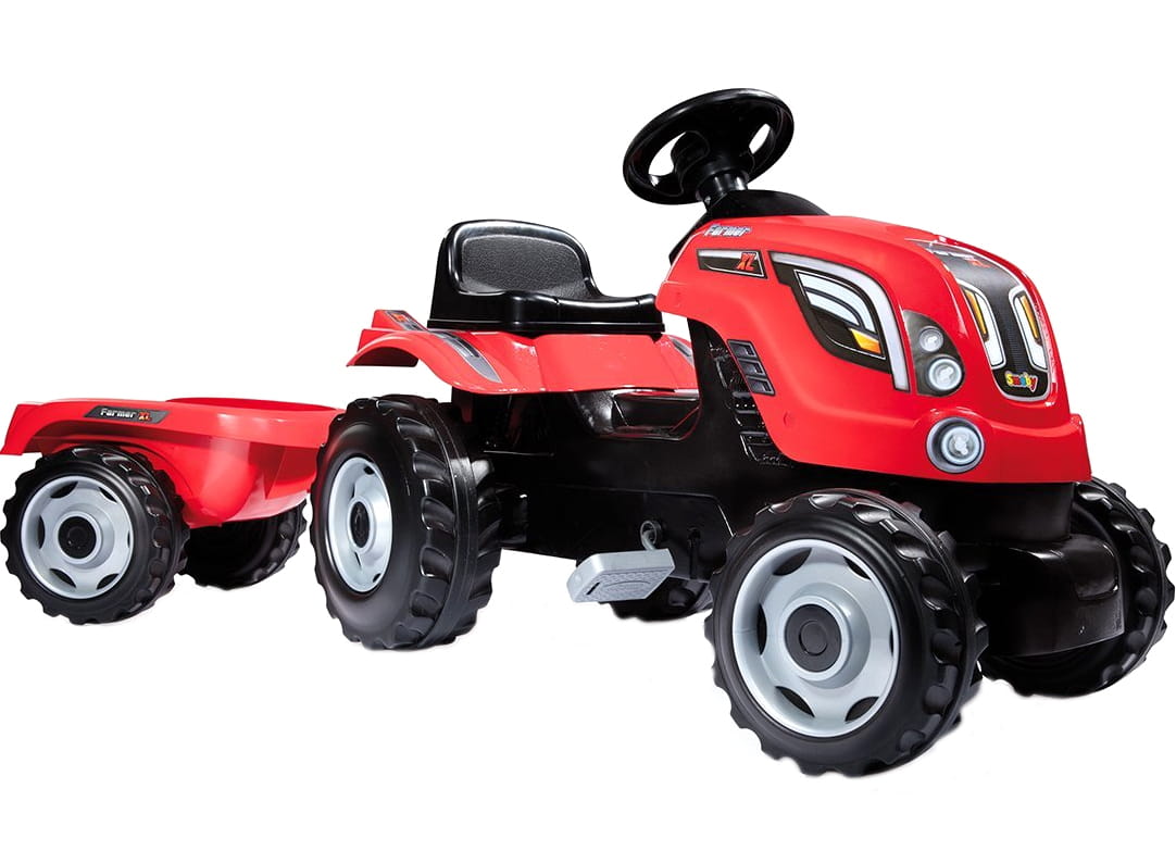 Трактор педальный SMOBY XL с прицепом - красный