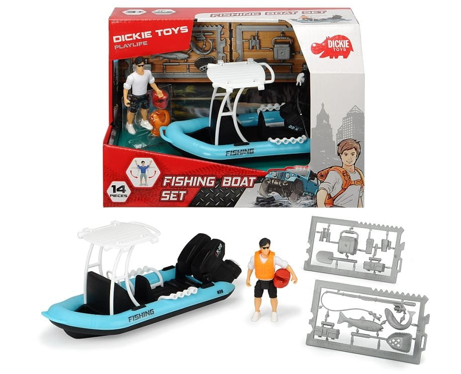 Игровой набор PlayLife DICKIE Рыбацкая лодка с фигуркой и аксессуарами