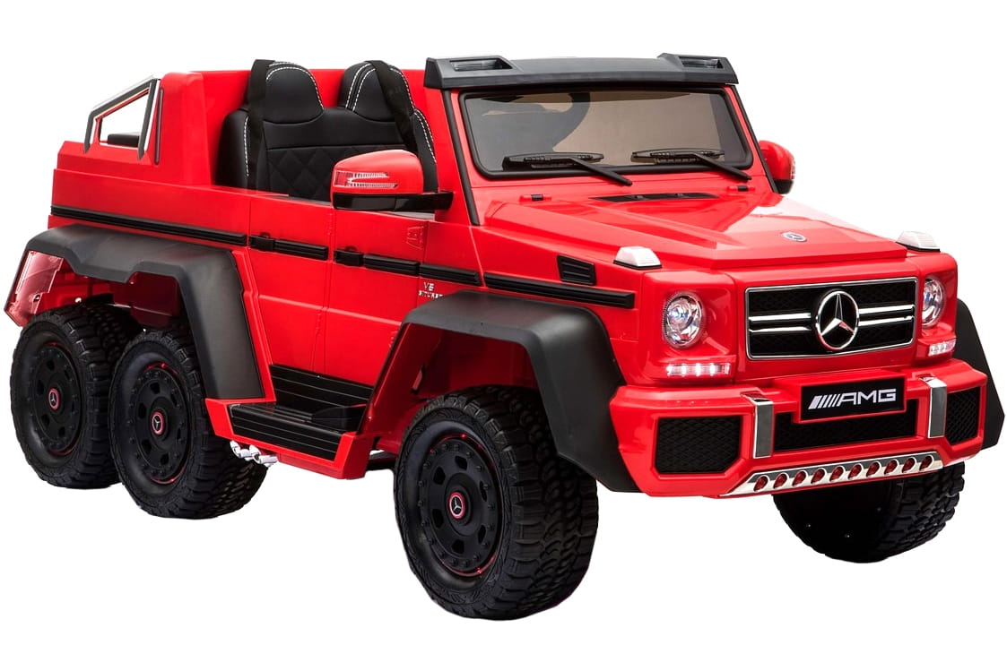 Электромобиль River Toys Mercedes-Benz G63-AMG 4WD X555XX с дистанционным управлением (полноприводный, двухместный, шестиколесный) - вишневый глянец