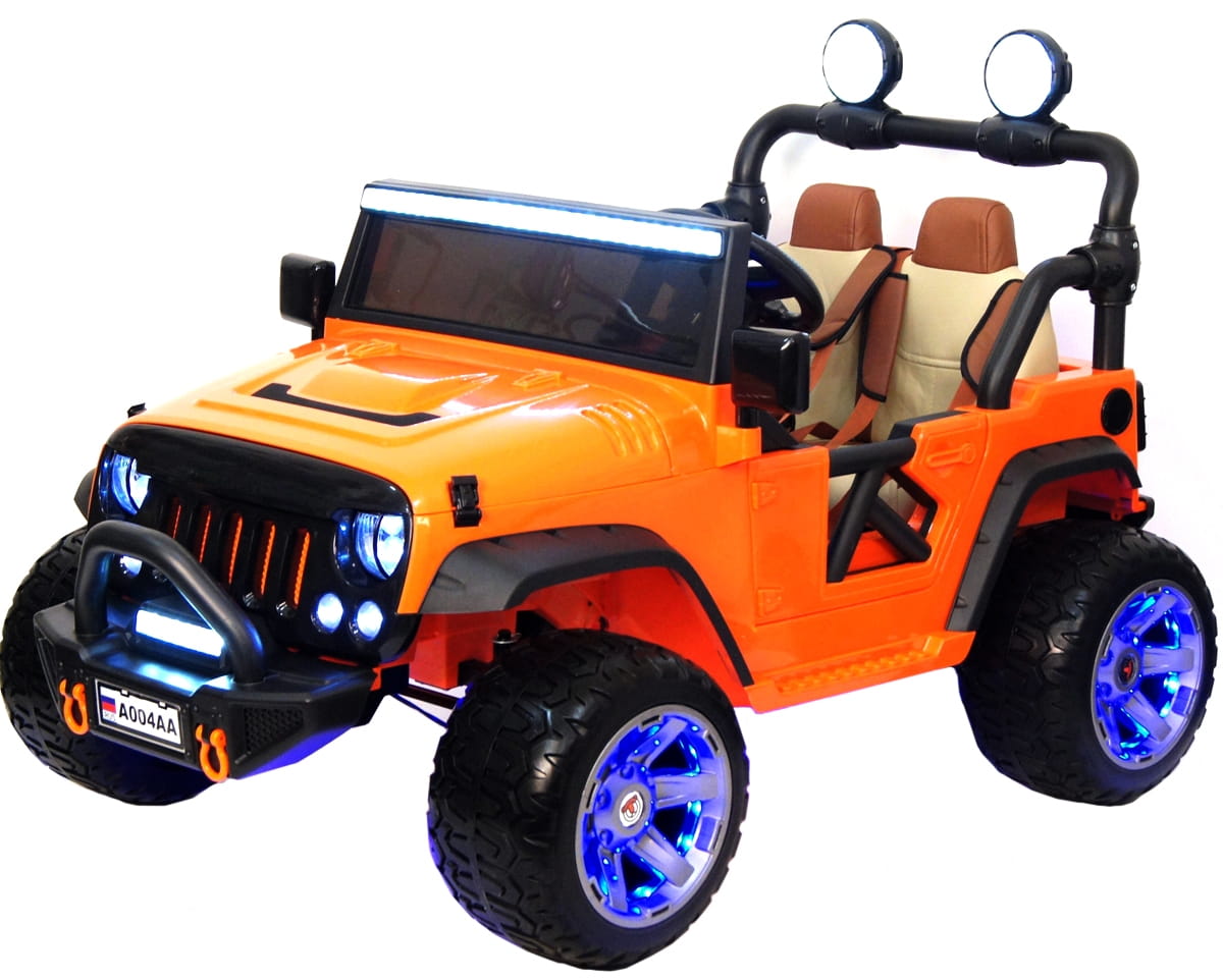 Двухместный электромобиль River Toys Jeep A004AA - оранжевый