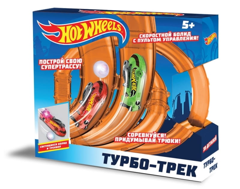 Гоночный трек HOT WHEELS со светом - 39 деталей