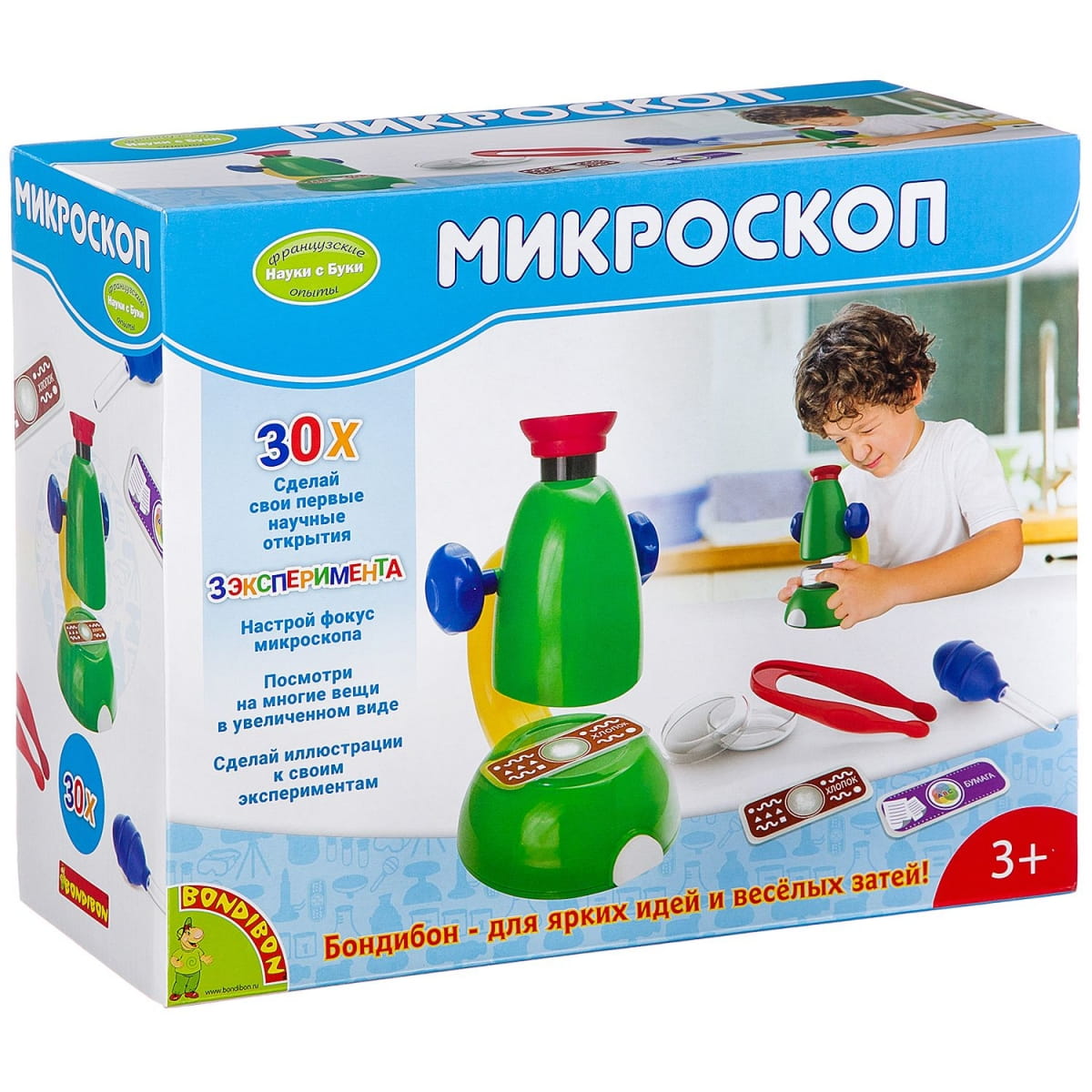 Фото Набор Bondibon Французские опыты Науки с Буки - Микроскоп 30Х