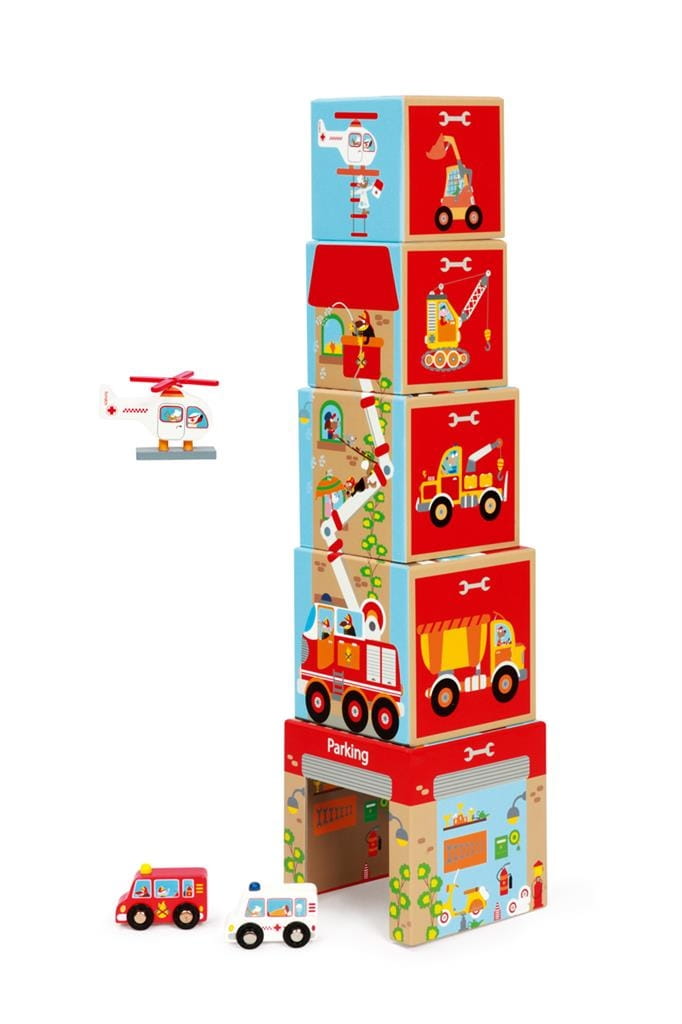   Scratch Stacking Tower Cars and helicopter