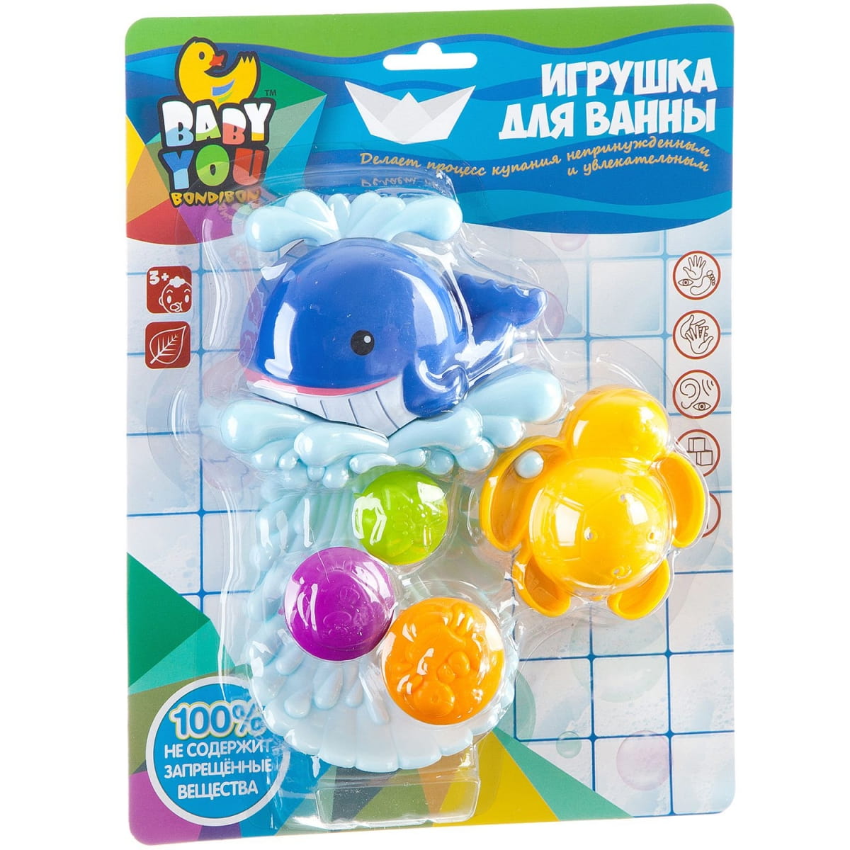 Фото Игрушка для купания Bondibon Мельница Кит на волнах