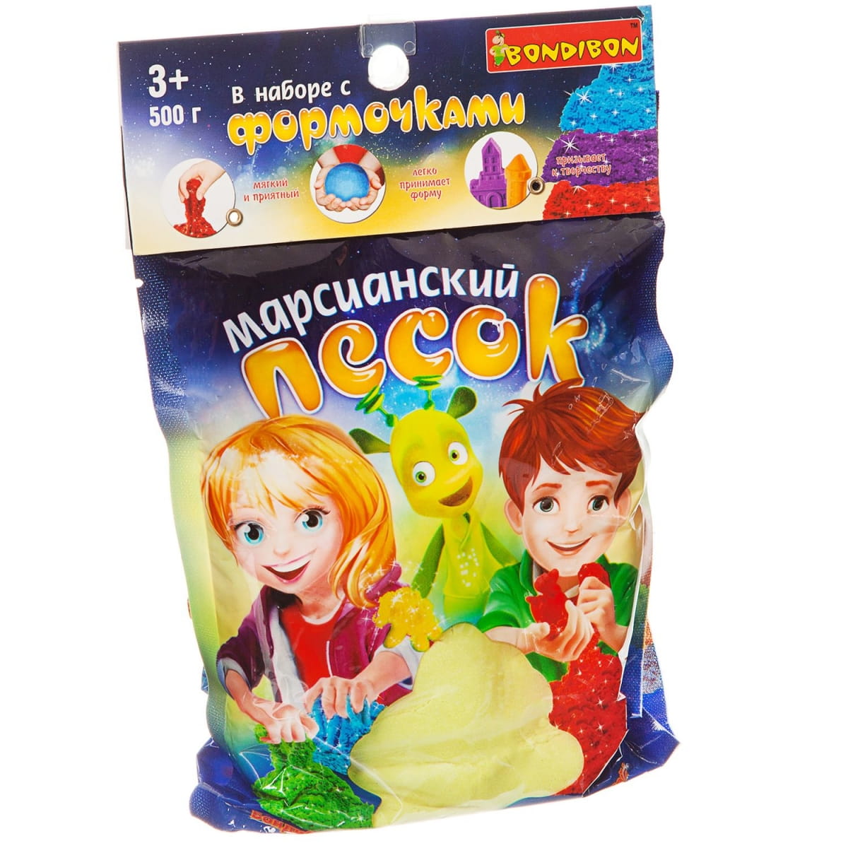 Фото Марсианский песок Bondibon желтый (10 формочек замок)