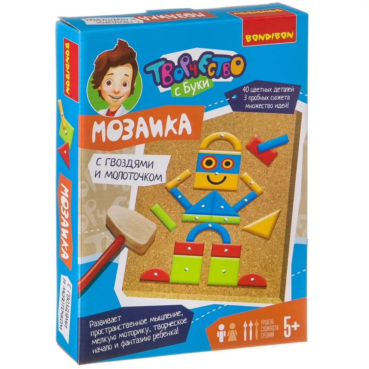 Фото Мозаика с гвоздями и молоточком Bondibon Роботы