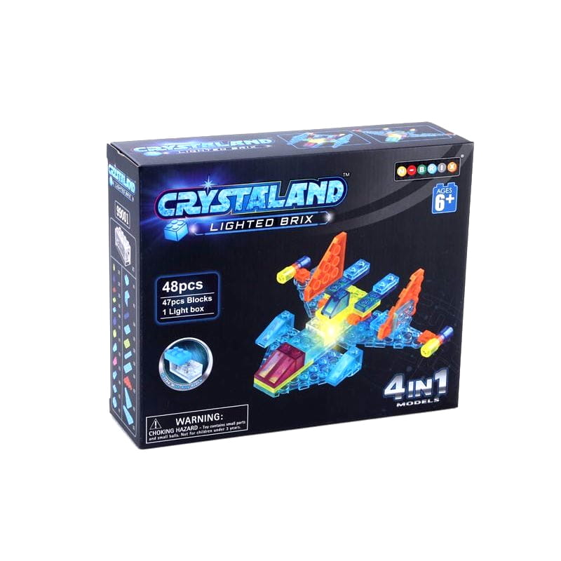 Фото Светящийся конструктор Crystaland 4 в 1 Самолет (48 деталей)