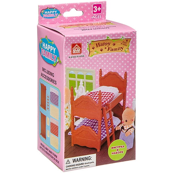 Фото Игровой набор Junfa Toys Happy Family - Двухъярусная кровать