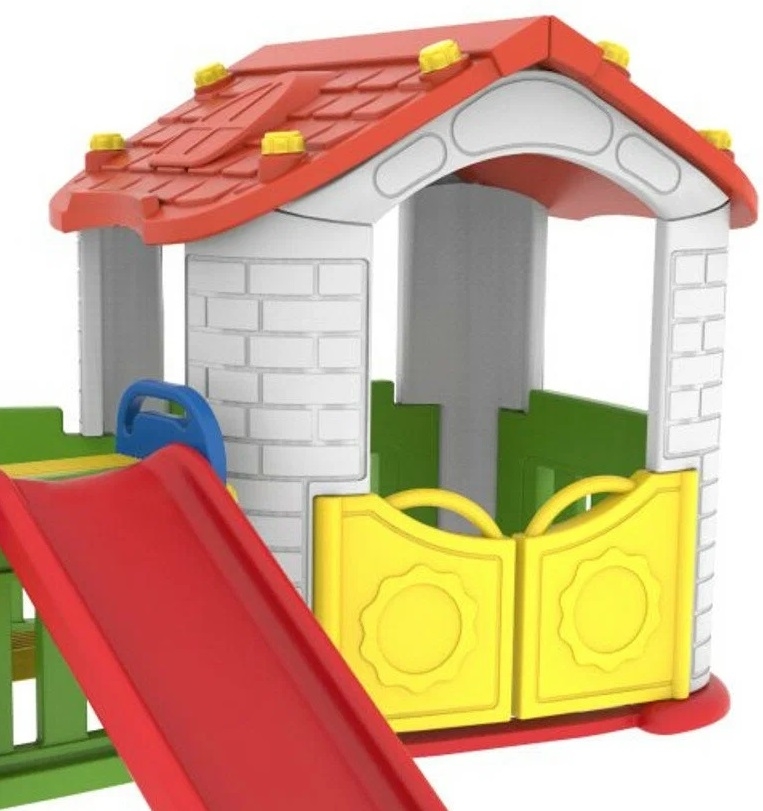 Фото Игровой домик с забором и горкой Toy Monarch CHD-803 - белый
