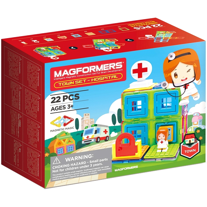 Фото Магнитный конструктор Magformers Город - Больница (22 детали)