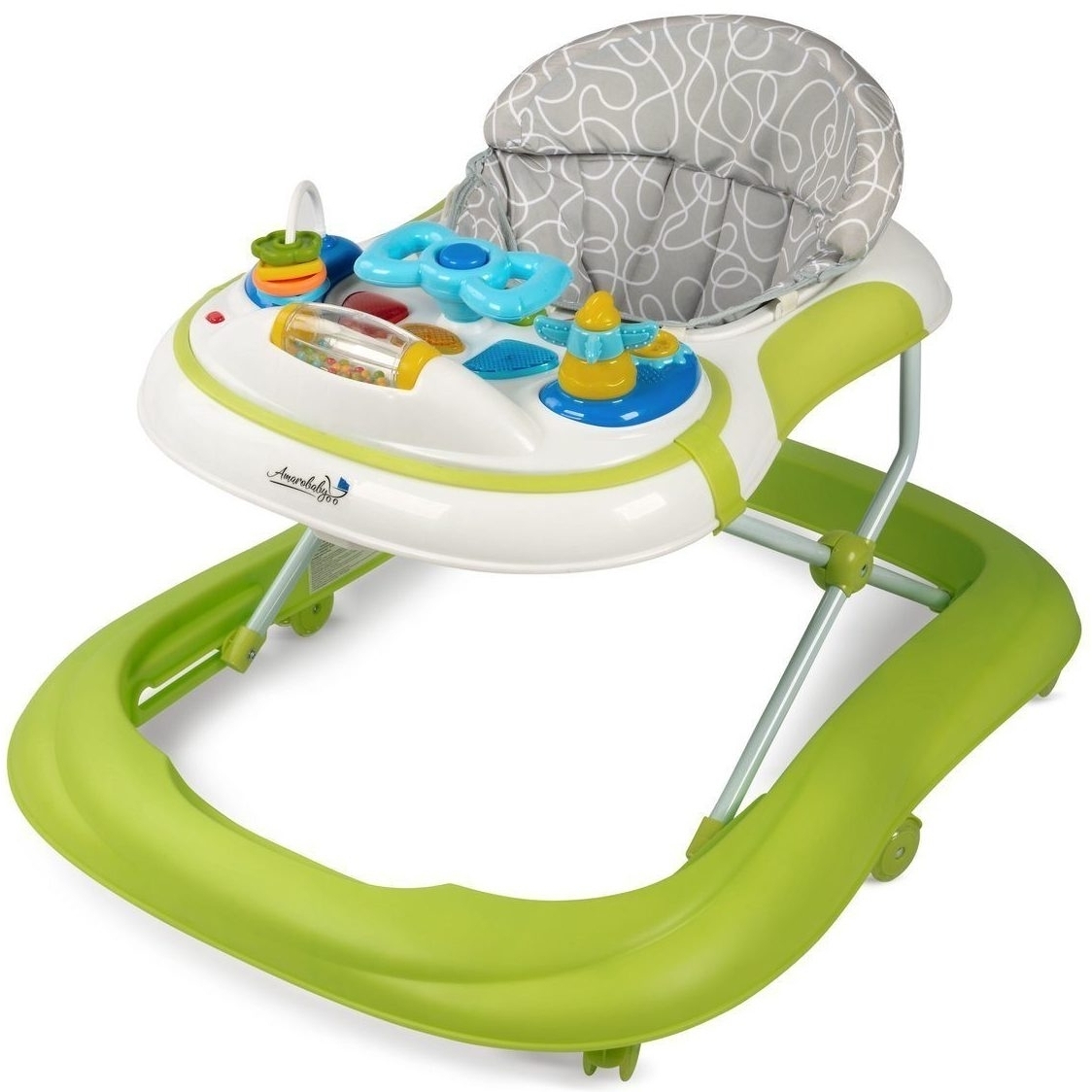 Фото Ходунки детские с электронной игровой панелью Amarobaby Strolling Baby - зеленый