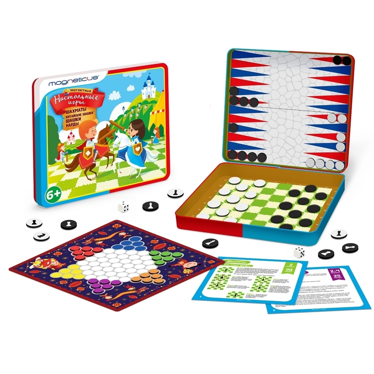 Фото Настольные игры Magneticus 4 в 1 - Шахматы, Шашки, Китайские шашки, Нарды