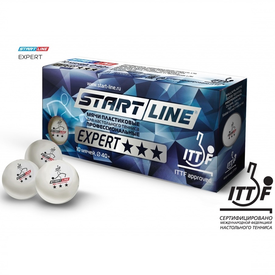 Фото Мячи для настольного тенниса Start Line Expert 3 - белые (10 штук)