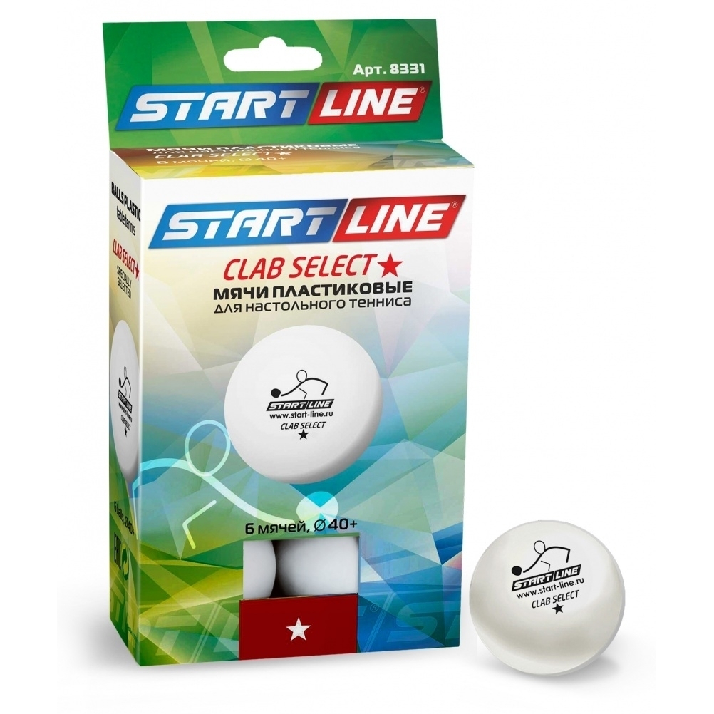 Фото Мячи для настольного тенниса Start Line Club Select 1 New - белые (6 штук)