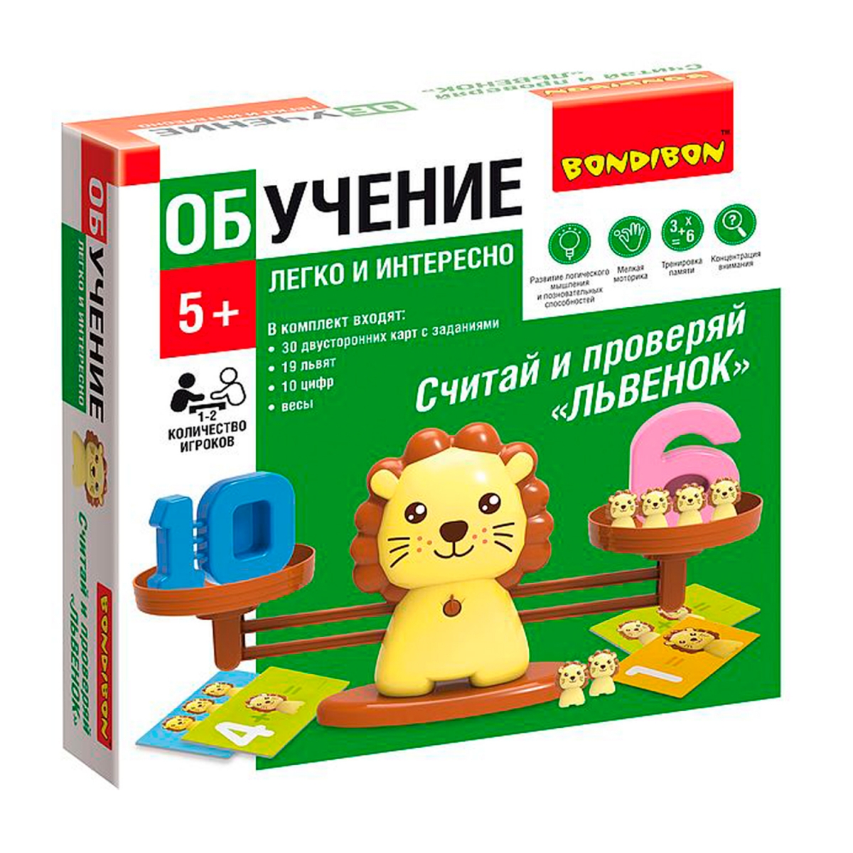 Фото Настольная игра Bondibon Считай и Проверяй - Львенок