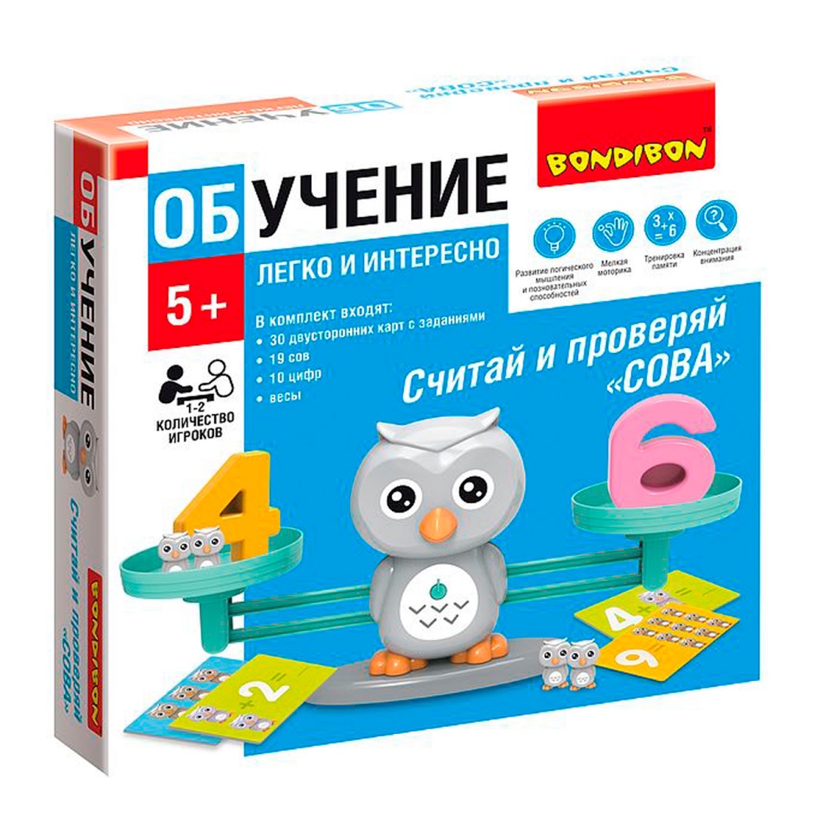 Фото Настольная игра Bondibon Считай и Проверяй - Сова