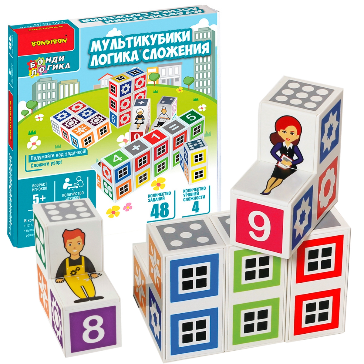 Фото Настольная игра Bondibon Мультикубики - Логика сложения