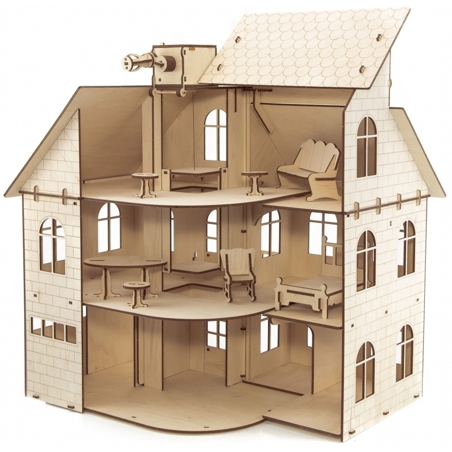 Фото Сборная модель деревянная 3D EWA Кукольный дом с лифтом
