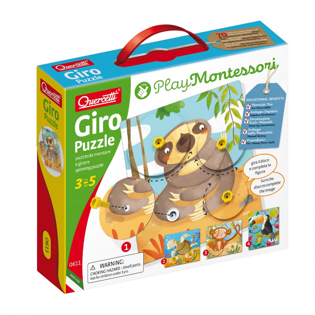 Фото Мозаика Quercetti Giro Puzzle с вращающимися дисками Монтессори