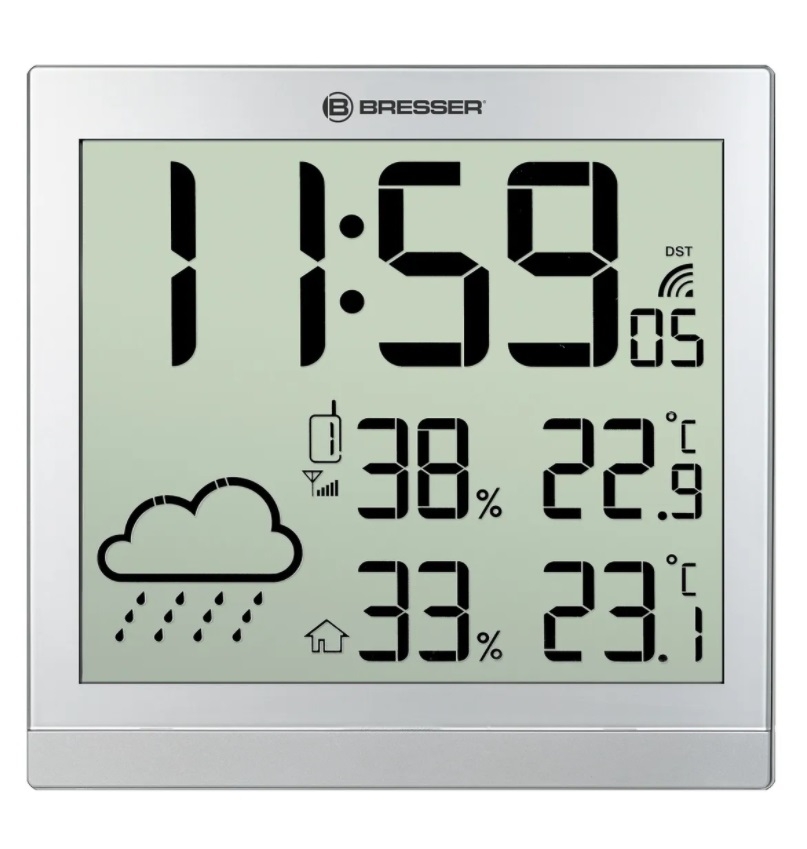 Фото Метеостанция Bresser ClimaTemp JC LCD Настенные часы - серебристая