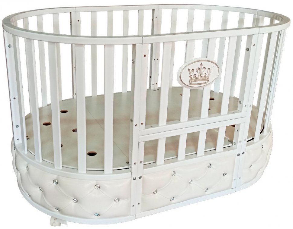 Фото Детская кроватка Malika Royal Majesty - эко-кожа, белая