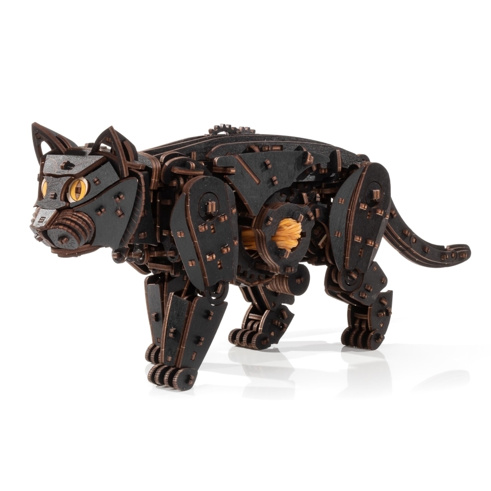 Фото Сборная модель деревянная 3D EWA Механический черный кот