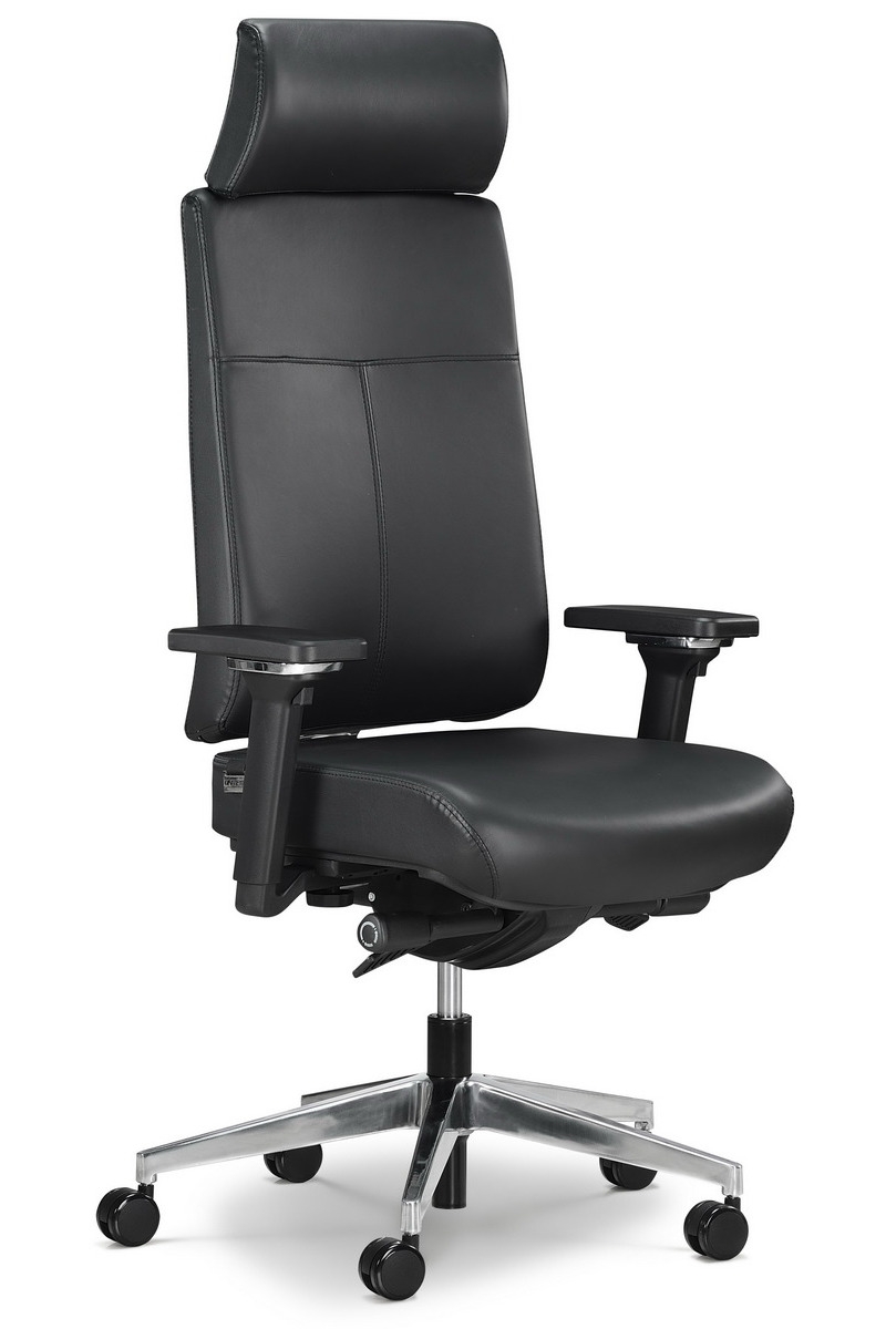 Фото Эргономичное офисное кресло Falto Profi Trona 1702-18H - черное (кожа)