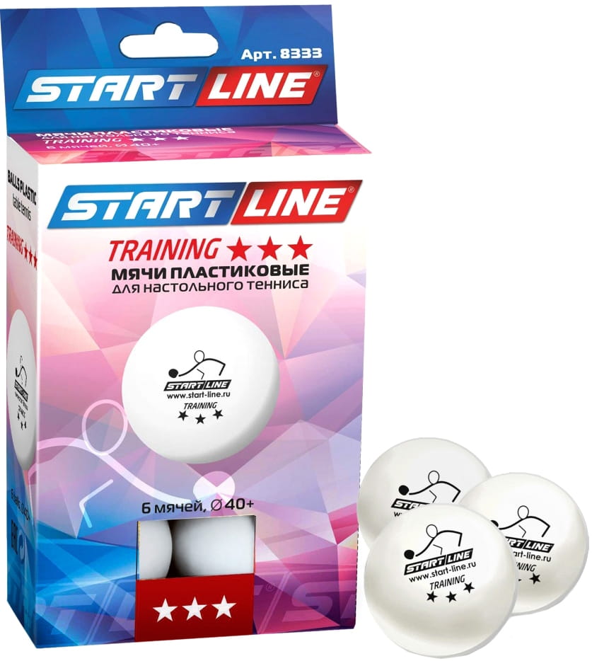 Фото Мячи для настольного тенниса Start Line Training 3 - белые (6 штук)