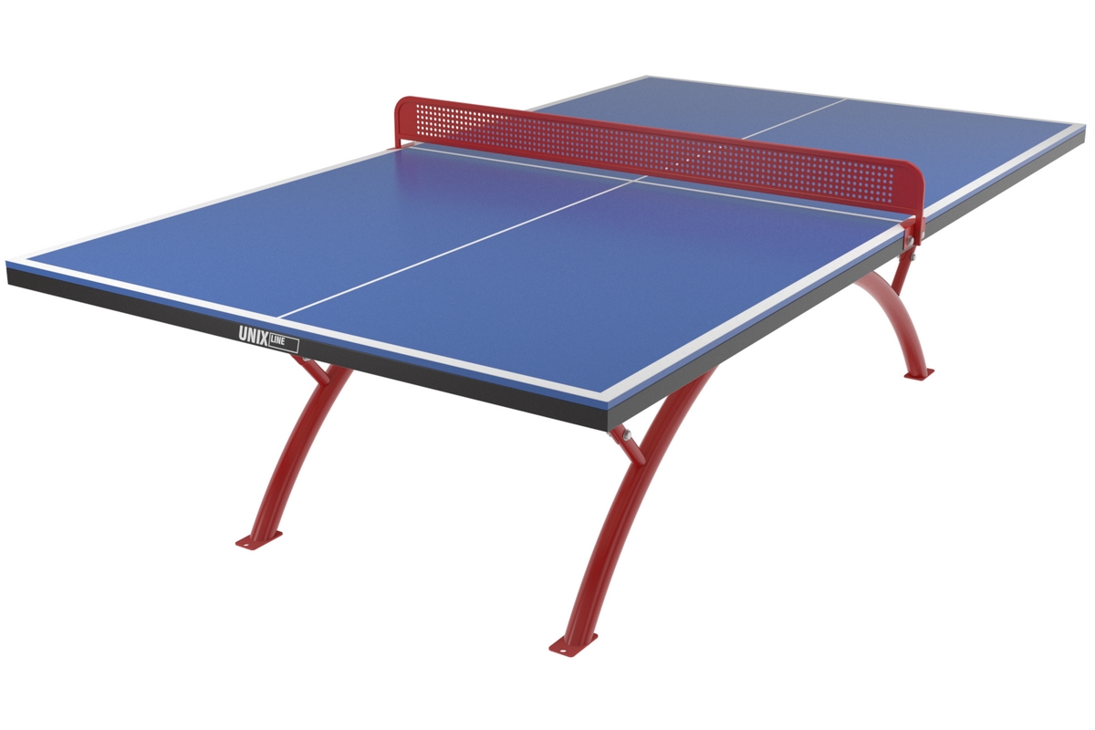 Фото Антивандальный теннисный стол Unix Line - 14 мм (синий, красный)