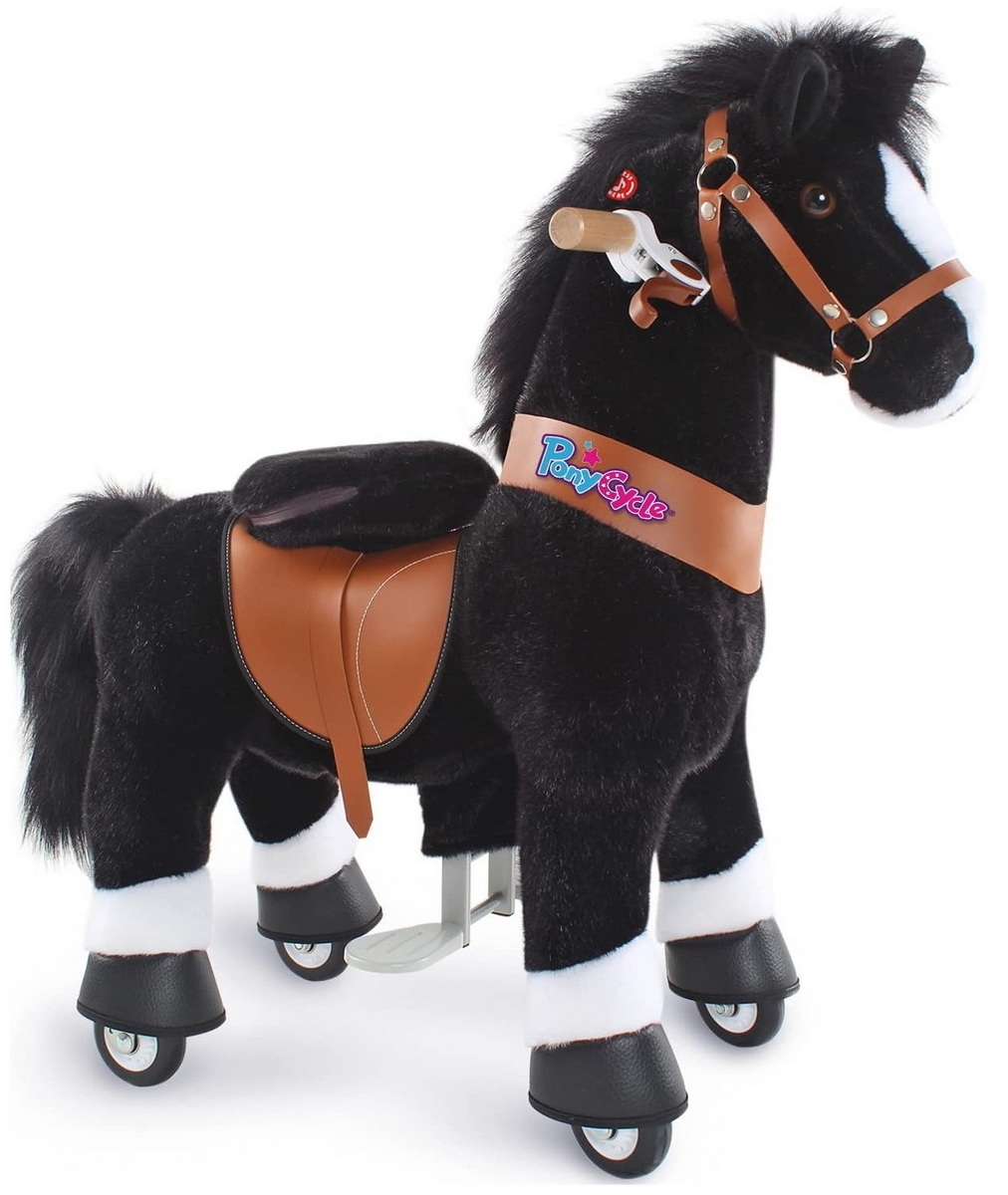 Фото Поницикл средний Ponycycle Лошадка озвученная с ручным тормозом - черная