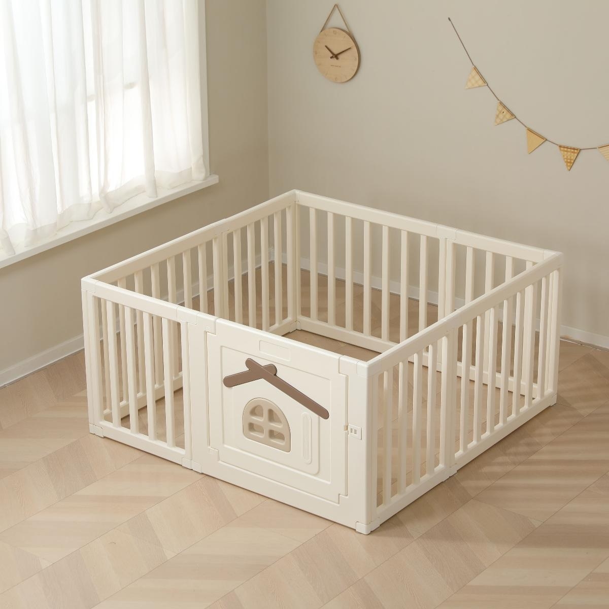Фото Большой детский игровой манеж Unix Kids Classic Tree House Camel 130x130 см