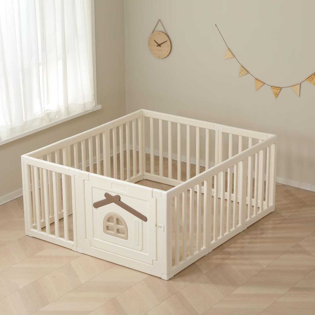 Фото Большой детский игровой манеж Unix Kids Classic Tree House Camel 150x130 см