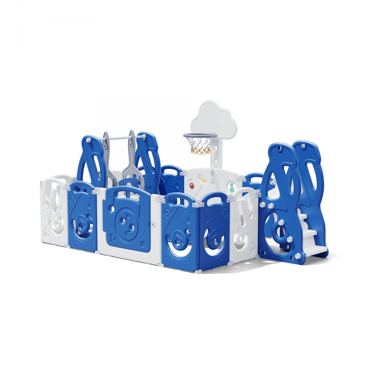 Фото Манеж с качелями Unix Kids Supreme Music 160x160 см - Blue