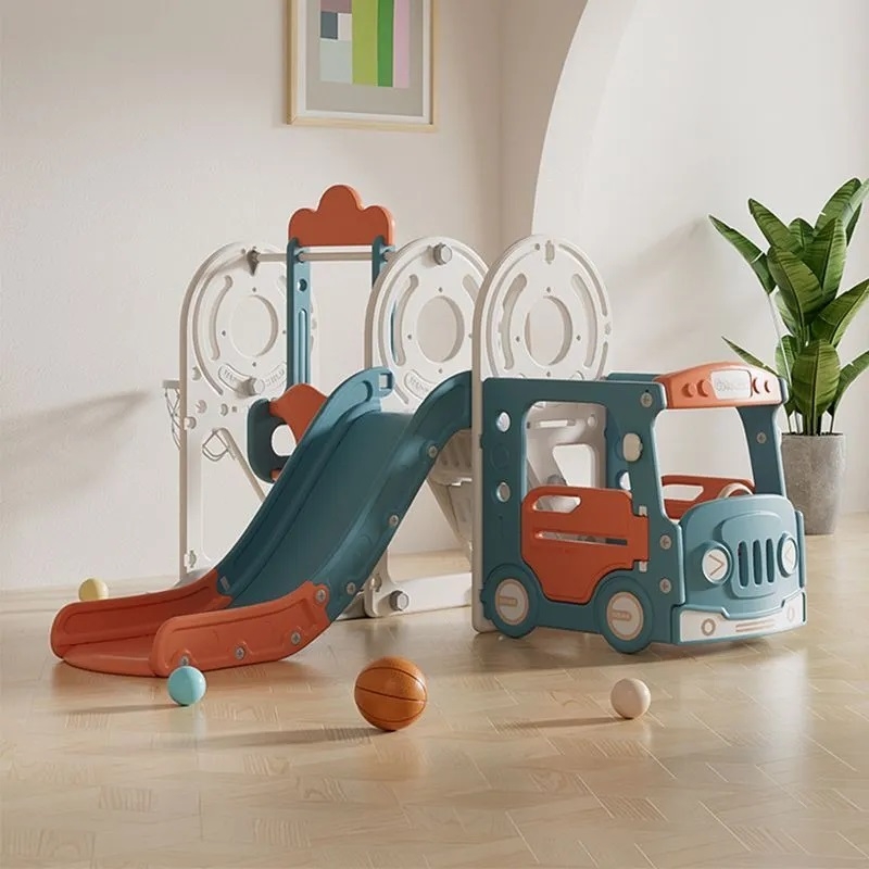 Фото Игровой комплекс с горкой и качелями Unix Kids Bus (Red)
